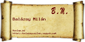 Balázsy Milán névjegykártya