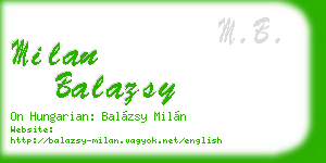 milan balazsy business card